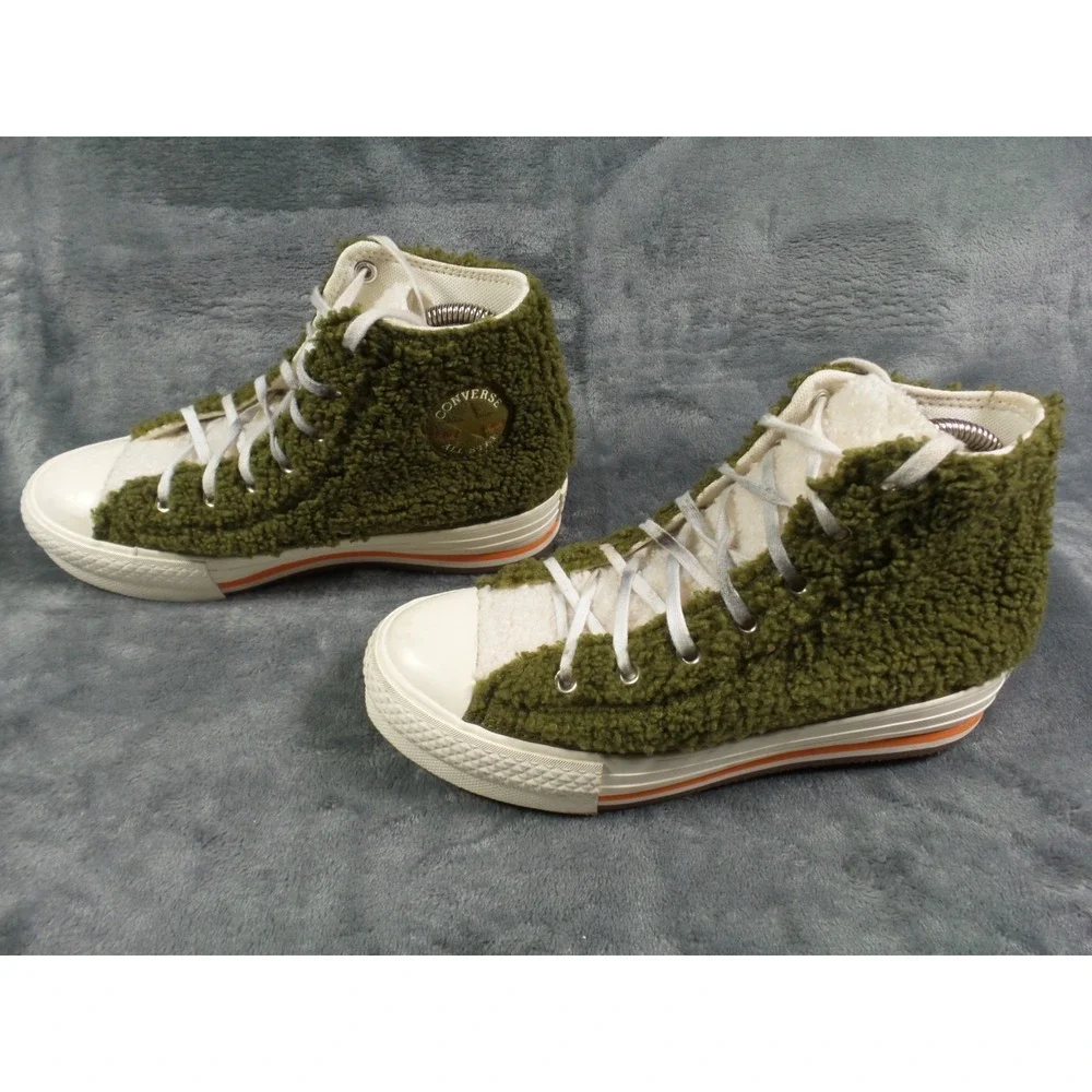 Converse Shoes Kids Size 4 Green All Star Sherpa EVA Platform High‎ Dark Moss